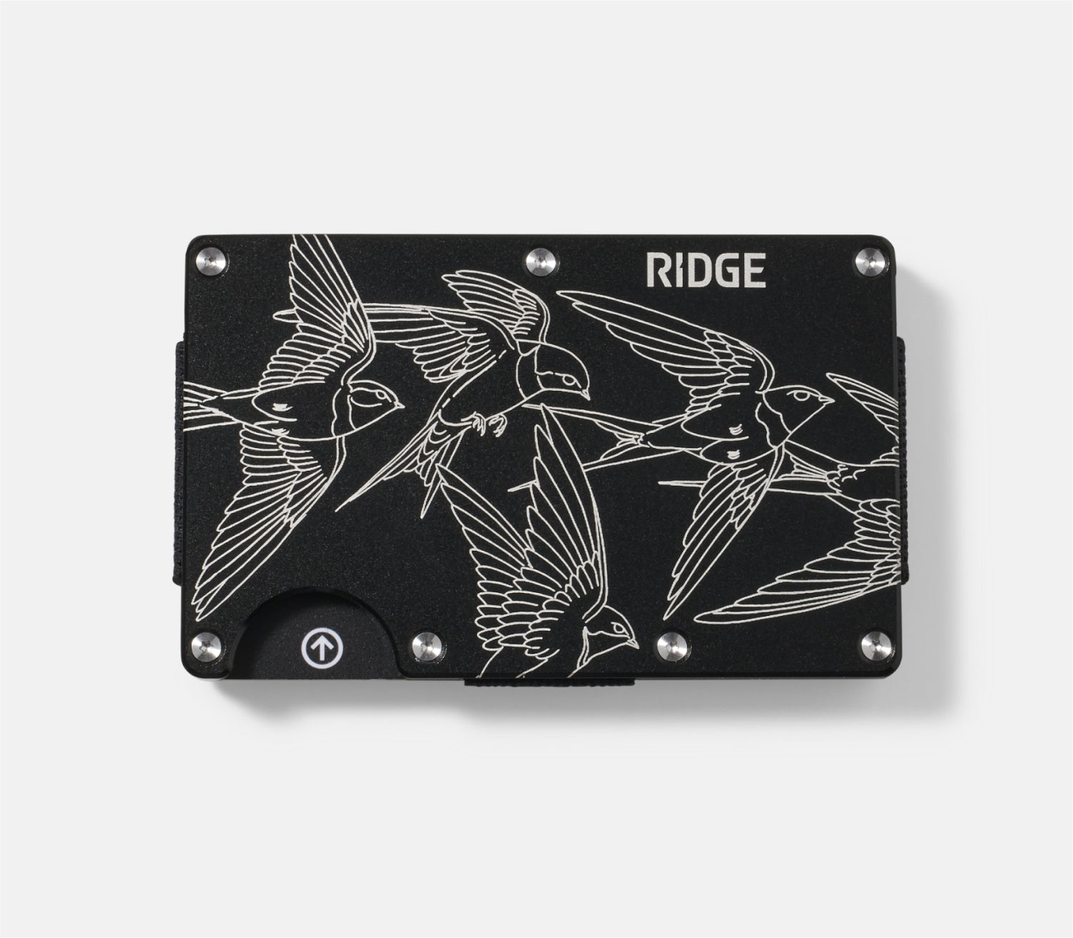 Ridge Wallet H.B. Nielsen Silver Swallows - Slim RFID Blocking Metal Wallet for Men - Perfect for Everyday Carry, Travel & Minimalist Lifestyle