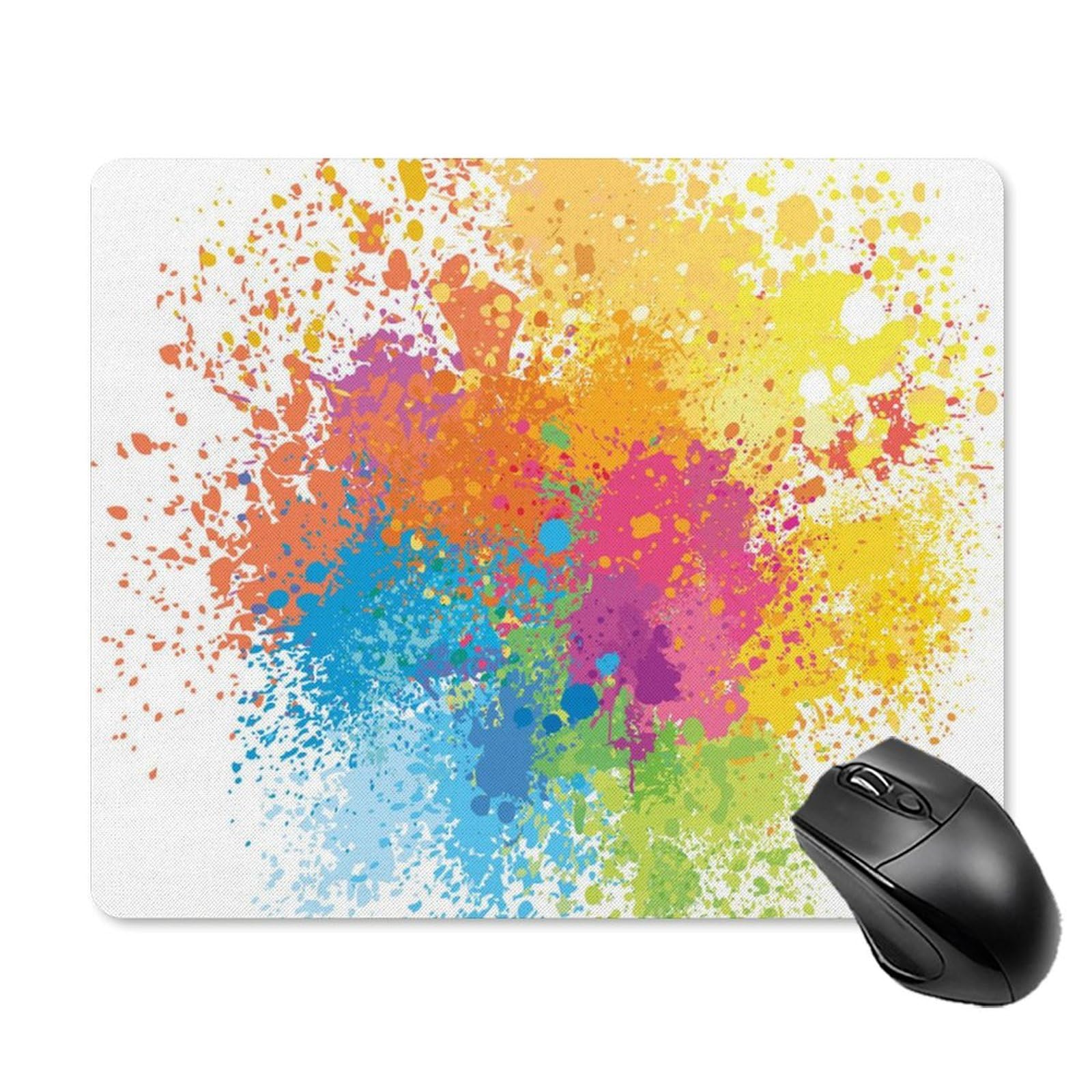 Watercolor Paint Splashes Mouse Pad - Non-Slip Waterproof Gaming Mouse Mat - Durable & Fashionable for Home & Office Use - 18x22cm - Perfect for PC, Laptop, Workstation & Gaming Setup