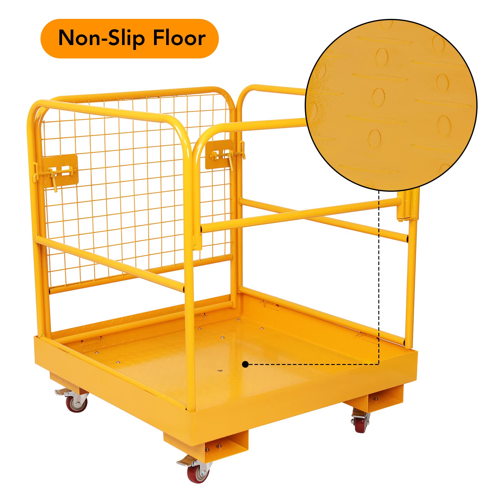GARVEE 36x36 Inch Heavy Duty Collapsible Forklift Safety Cage - 1150LBS Capacity Work Platform with 4 Universal Wheels for Warehouse, Construction & Industrial Use