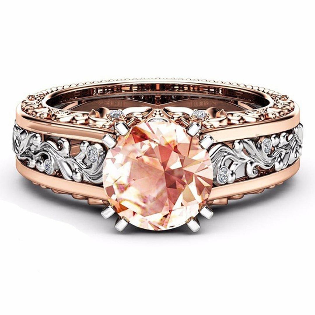 Elegant Floral Wedding Engagement Ring for Women - Vintage Style Color Separation Band - Perfect for Brides, Anniversaries & Romantic Gifts
