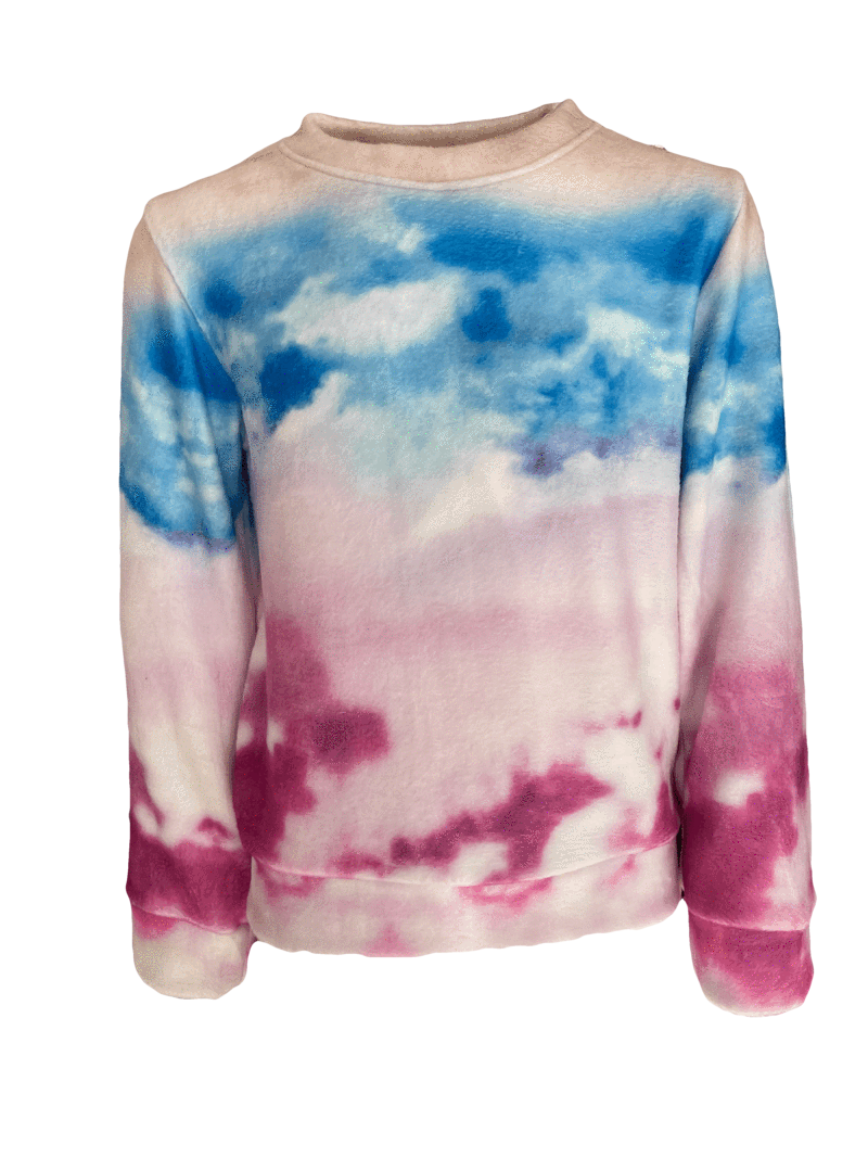 Trendy Tie Dye Fuzzy Sweatshirt for Women - Soft & Cozy Pullover Sweater - Perfect for Casual Wear, Loungewear & Fall Fashion