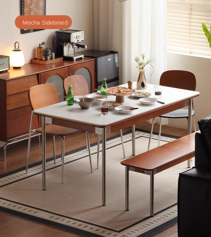 Modern Poplar Solid Wood Bauhaus Dining Table - Minimalist Scandinavian Style for Small Spaces - Perfect for Apartments, Breakfast Nooks & Cozy Dining Areas