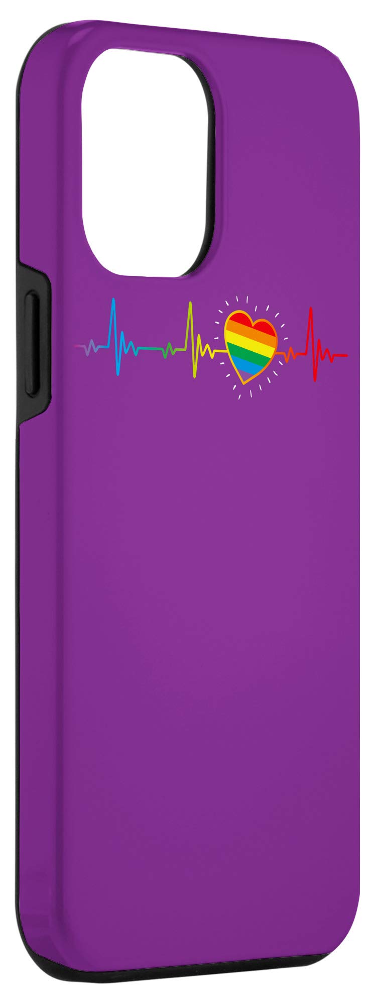 iPhone 12 Pro Max Case - Rainbow Heartbeat Design for LGBTQ Pride Month - Durable Protective Phone Cover for Lesbian, Transgender & Gay Community | Perfect for Pride Parades, Everyday Use & Showing Support