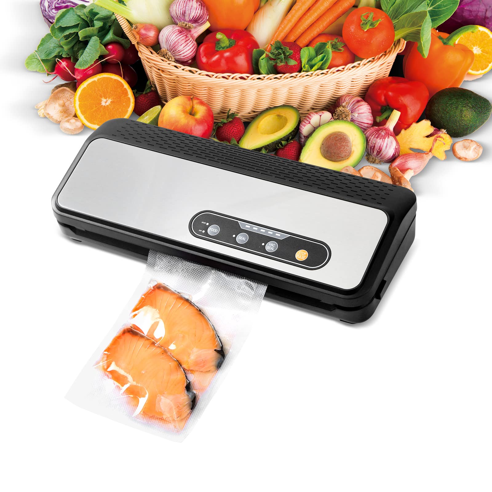 VS6604 Automatic Vacuum Food Sealer Machine with Cutter & Bags - Dry/Moist Modes Air Sealing System for Food Preservation | Perfect for Meal Prep, Sous Vide, Freezer Storage & Extending Shelf Life
