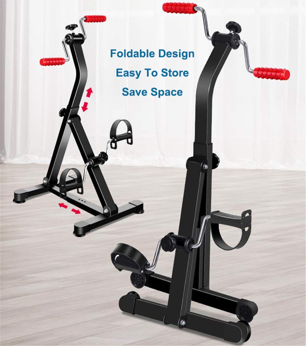 Portable Mini Exercise Pedal Machine - Compact Foldable Foot & Arm Workout Equipment for Seniors, Disabled & Office Workers - Black Hand & Leg Exerciser for Home, Travel & Rehab Therapy