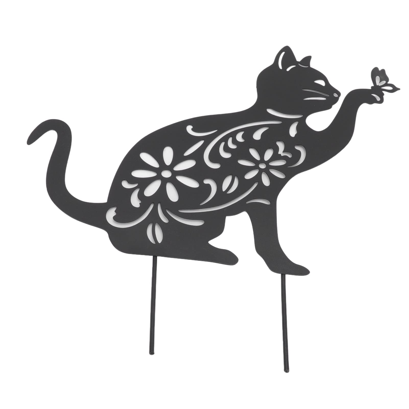 Decorative Metal Black Cat Garden Stakes - Cute Hollow-Out Animal Silhouette Yard Art for Outdoor Lawns, Patio & Garden Decor | Perfect for Halloween, Gothic Gardens & Whimsical Outdoor Spaces
