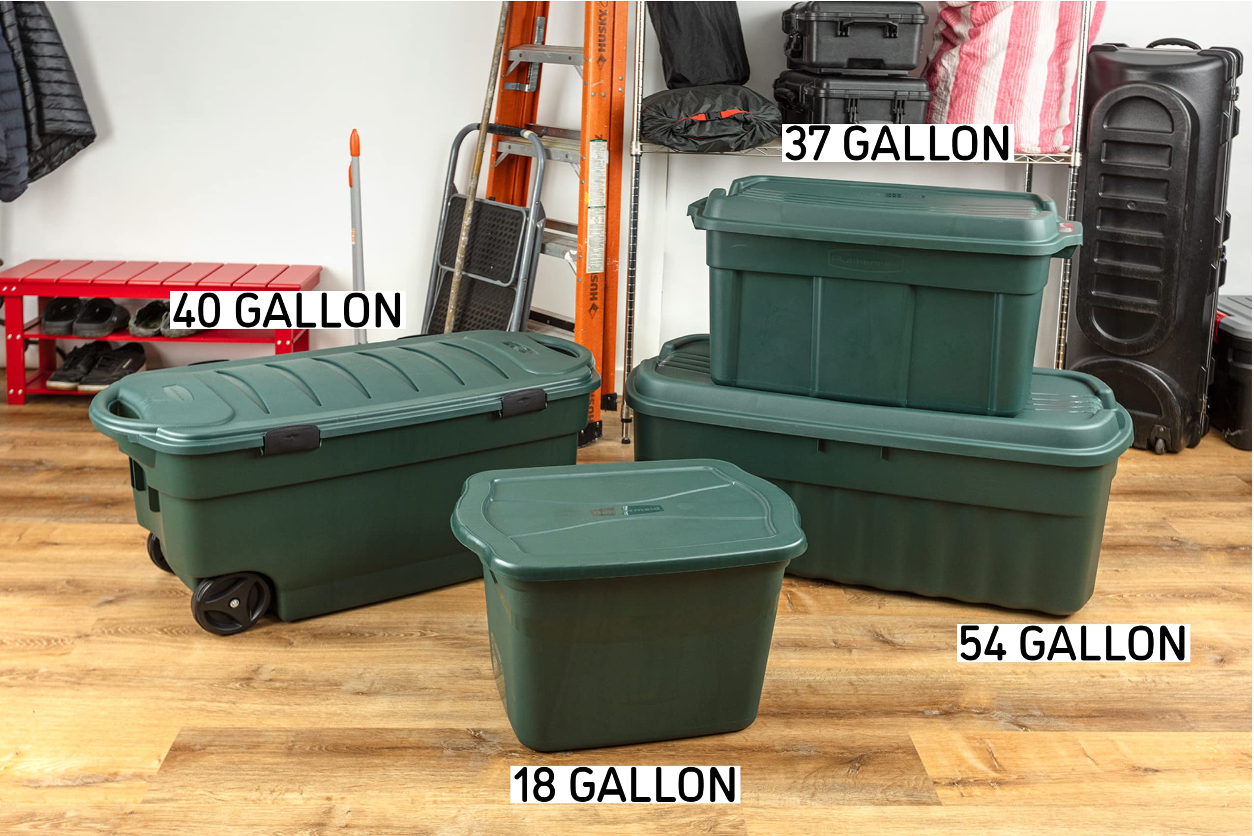 Rubbermaid ECOSense 40-Gallon Wheeled Storage Totes (Pack of 2) - Durable Reusable Bins with Latching Lids for Garage, Basement & Home Organization - Made from Recycled Plastic - Perfect for Seasonal Decor, Sports Gear & Household Storage