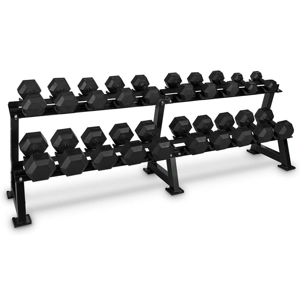 2-Tier Dumbbell Rack for Home Gym - Heavy Duty Weight Storage Organizer for Dumbbells, Kettlebells & Fitness Equipment - Perfect for Garage, Basement & Home Workout Spaces