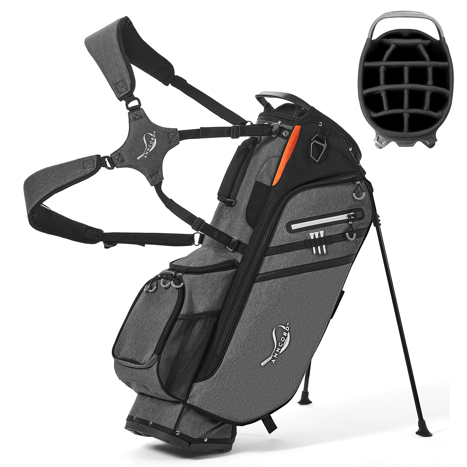 **14-Way Golf Stand Bag with Full-Length Dividers - Lightweight & Portable Golf Club Bag for Men & Women - 7 Pockets, Dual Strap & Rain Hood Included - Perfect for Driving Range, Course & Travel**