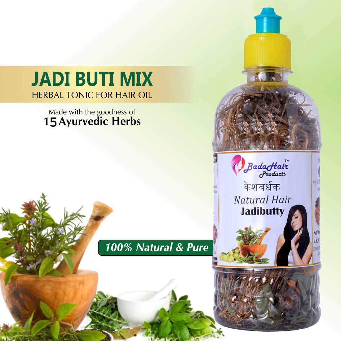 BADAHAIR® Herbal Hair Oil for Hair Growth & Dandruff Control - Natural Ayurvedic Treatment with 21 Herbs (65g) - Perfect for Daily Scalp Massage & Hair Care Routine