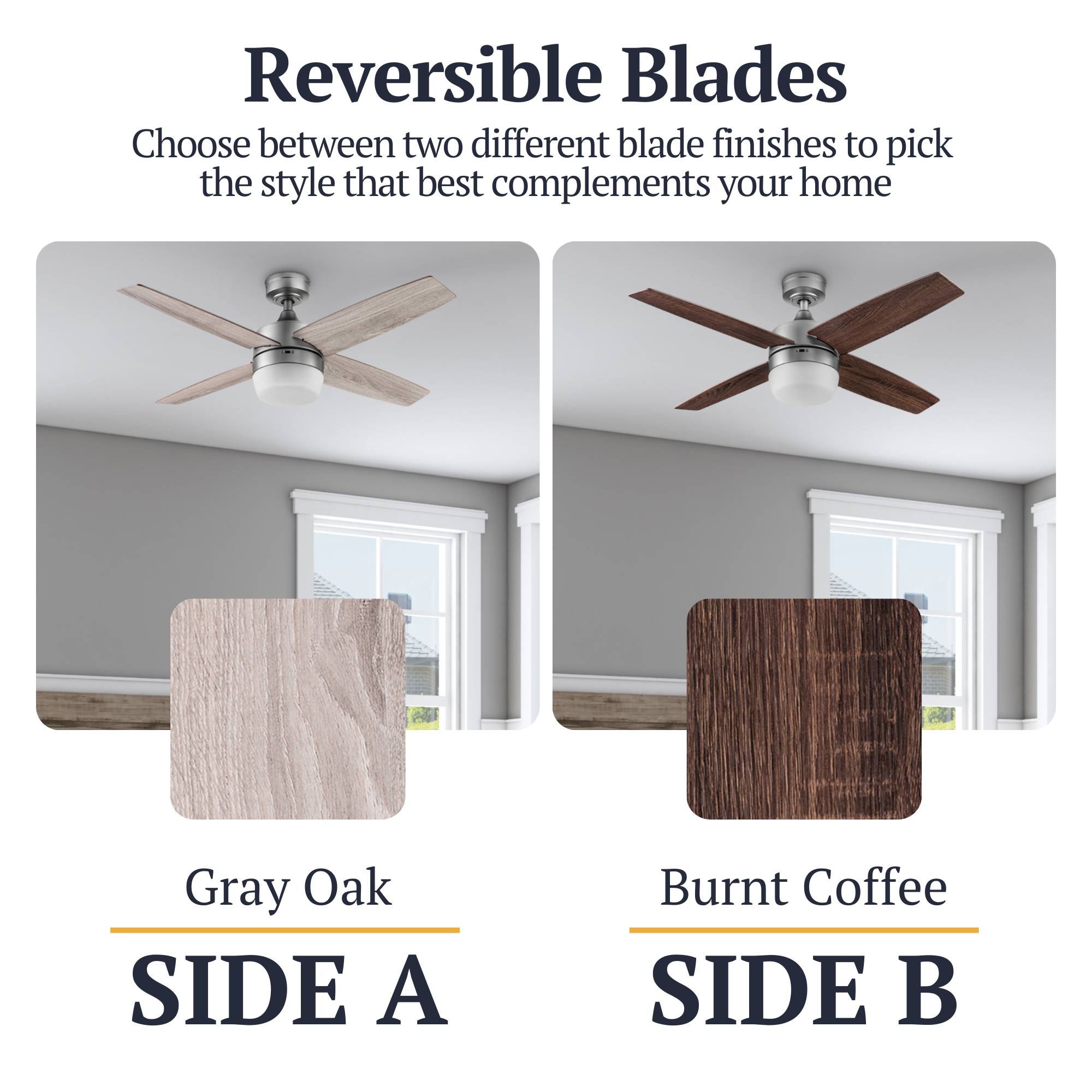 44 Inch Brushed Nickel Ceiling Fan with Remote Control - Modern Cooling for Living Room, Bedroom & Office