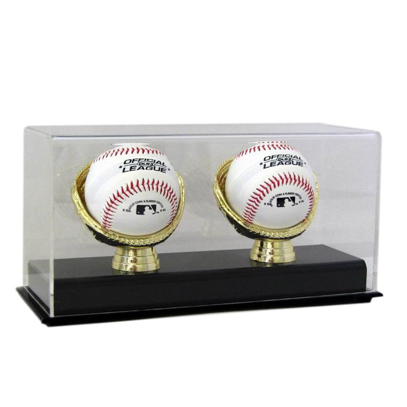 Premium Gold Glove Acrylic Baseball Display Case - Holds 1 to 5 Baseballs (2-Baseball Option Included) - Perfect for Showcasing Autographed Baseballs, Collectibles & Memorabilia in Home, Office or Sports Room Decor