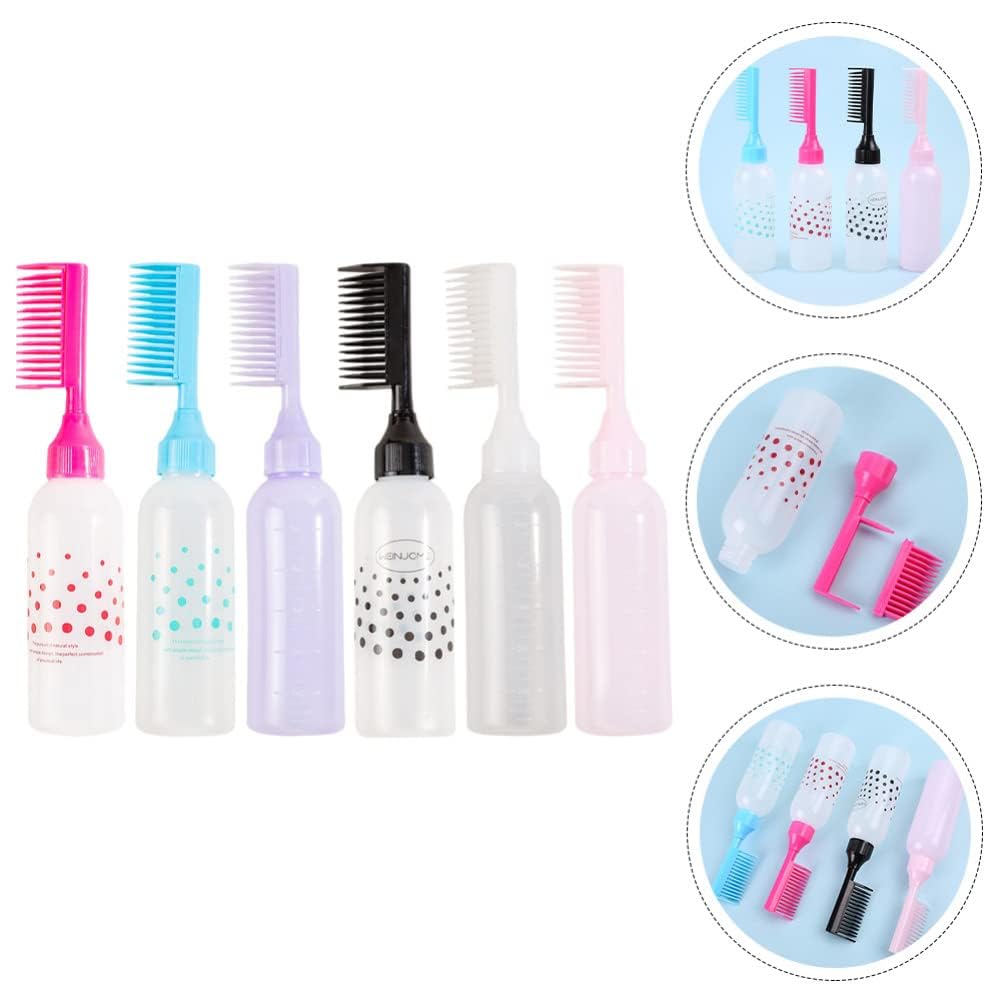 Ghelonadi 120ML Hair Oil Bottle with Comb - Hair Dye Applicator Brush & Styling Tool for Hair Coloring (White) - Perfect for Salon Professionals & At-Home Hair Treatments