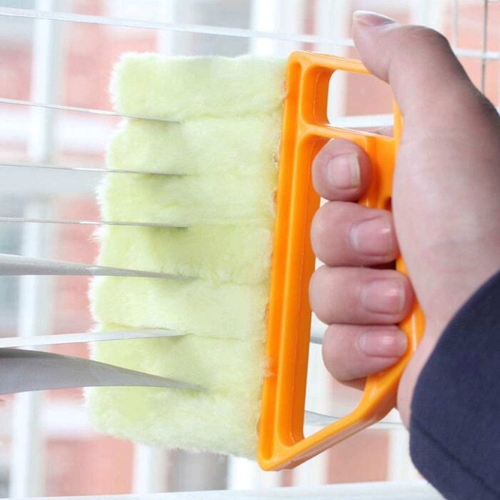 7-Finger Window Blinds Duster 2-Pack - Handheld Blind Brush for AC & Household Cleaning (Blue) - Perfect for Kitchen & Home Maintenance