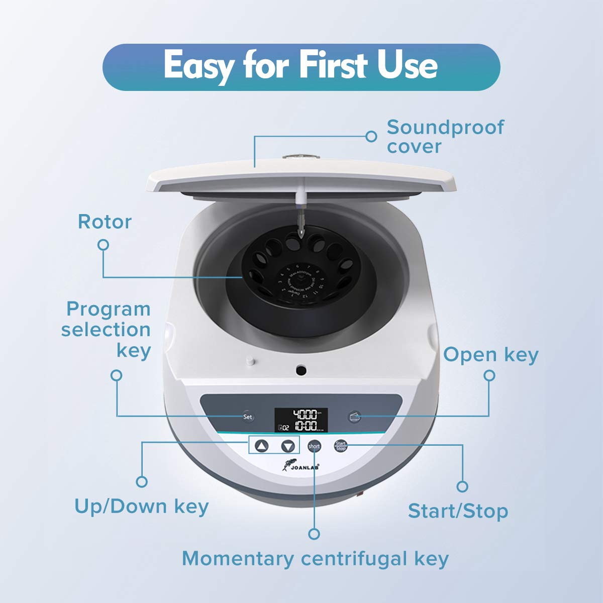 Digital Lab Centrifuge Machine for PRP - Benchtop Centrifuge with 12x5ml/10ml Tube Capacity, 500-4000 RPM & Timer - Perfect for Medical Laboratories, Blood Sample Processing, and PRP Therapy