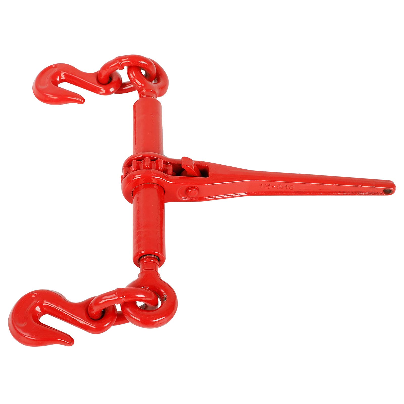 Heavy Duty Ratchet Lever Load Binder 1/4-5/16'' (6mm-8mm) - Commercial Grade Chain Binder for Cargo Flatbed Trailers - 7800 MBS, 2200 LBS Working Load Limit - Red (2 Pack) - Perfect for Securing Heavy Loads on Trucks & Trailers