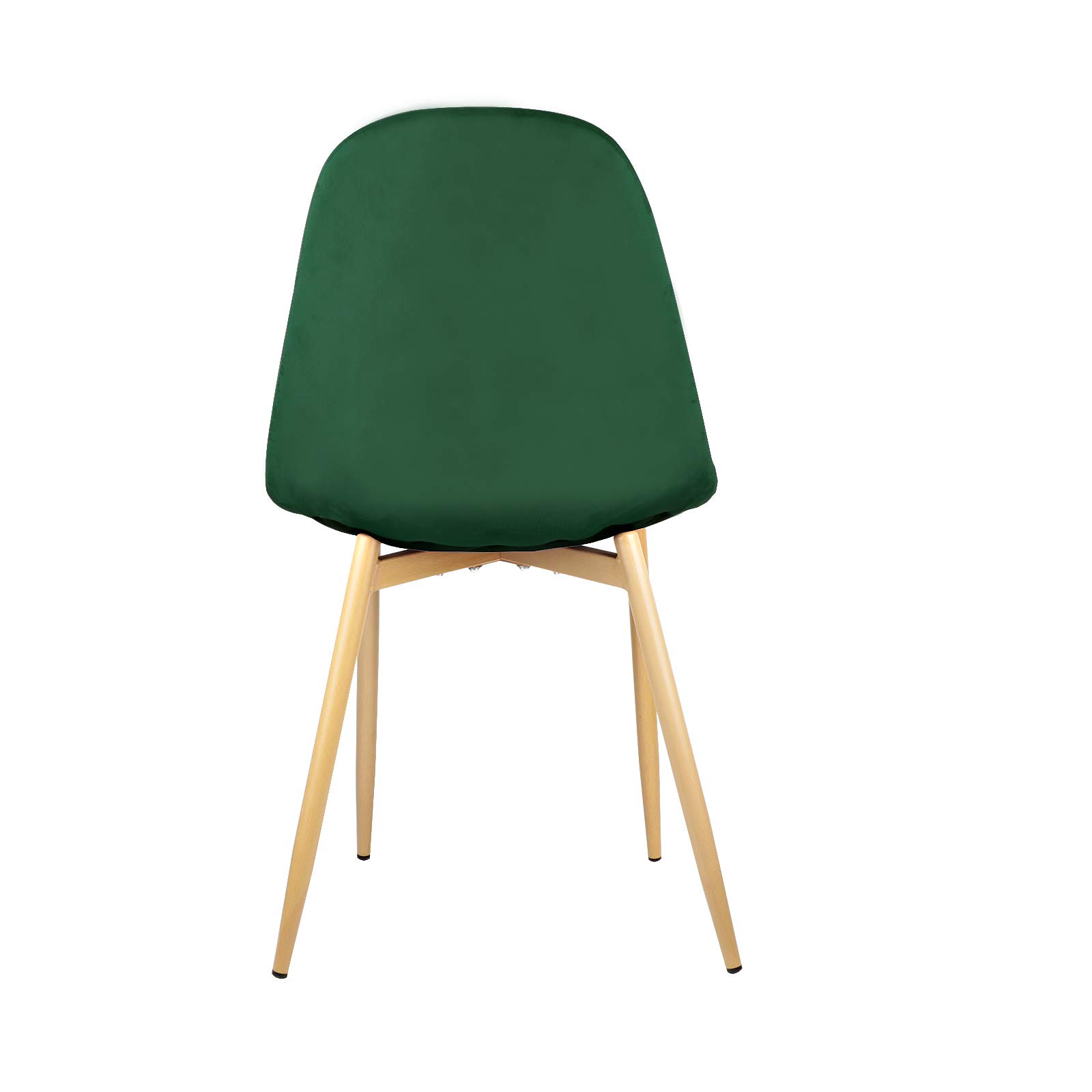 Set of 4 Mid Century Modern Velvet Upholstered Dining Chairs with Metal Legs - Dark Green Kitchen Side Chairs for Dining Room & Breakfast Nook