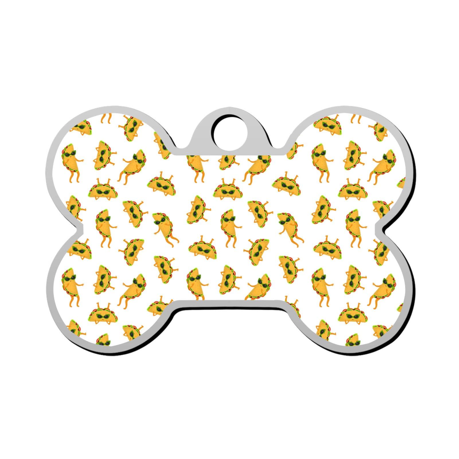 Personalized 3D Printed Bone-Shaped Pet ID Tag - Custom Name & Phone Number for Dogs & Cats | Durable Pet Tag for Taco Lovers & Mexican-Themed Pets
