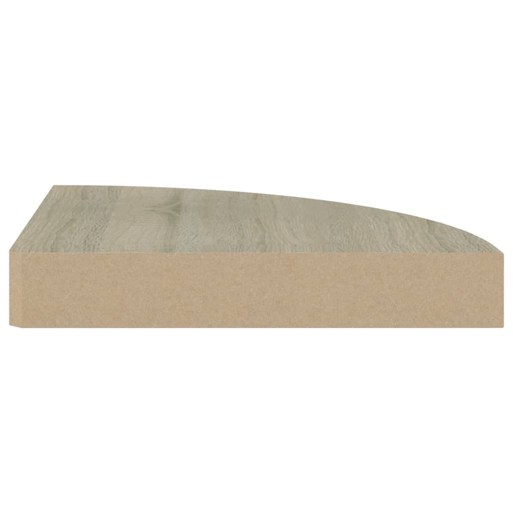 Modern Floating Corner Shelves Set of 4 - 9.8x9.8x1.5 Inch Oak MDF Wall Mounted Storage - Perfect for Living Room, Bedroom, Bathroom & Porch Decor - Space Saving Bookshelf & Display Shelf for Home Organization