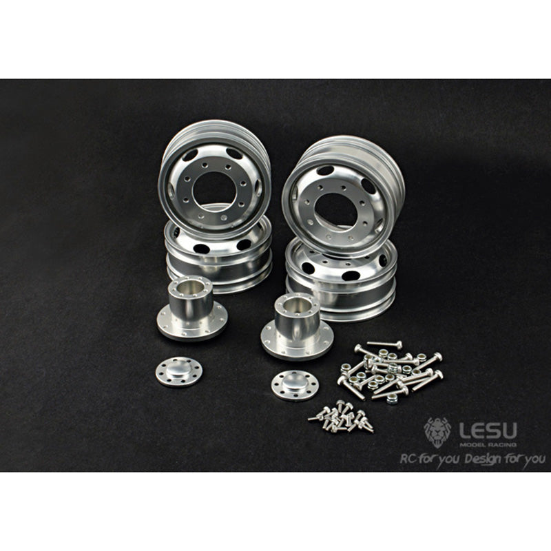 LESU 1/14 Scale Metal Wheel Hub Bearing with Hex Brake & Rubber Tires - Replacement Parts for RC Tamiya Tractor Truck & Tipper Trailer - Perfect for DIY Repair, Off-Road Racing, and Heavy-Duty Hauling Scenarios