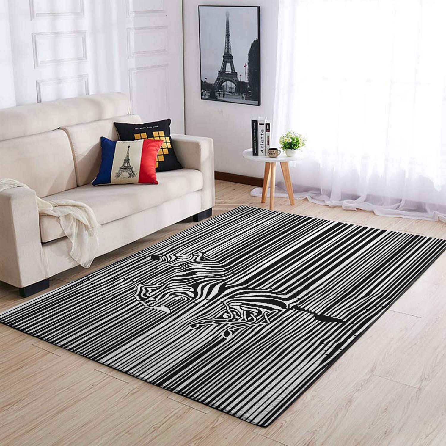 PORDYMOR 3x5 Feet Jumping Zebra Vertical Plaid Pattern Small Area Rug - Soft Non-Slip Carpet for Living Room, Bedroom, Nursery | Kids Room Decor, Playroom Floor Mat, Cozy Home Accent