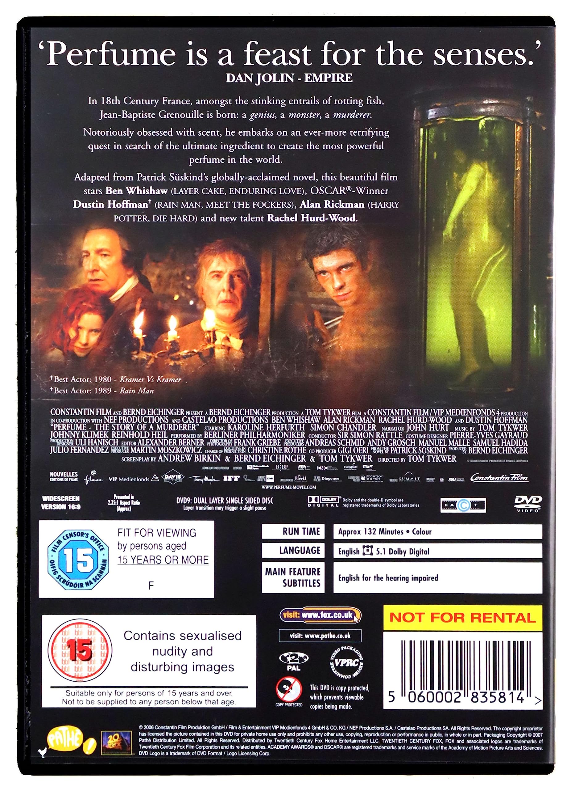 Perfume: The Story of a Murderer DVD - Single Disc Edition | Thriller Movie Based on Best-Selling Novel | Perfect for Movie Nights & Book Club Discussions