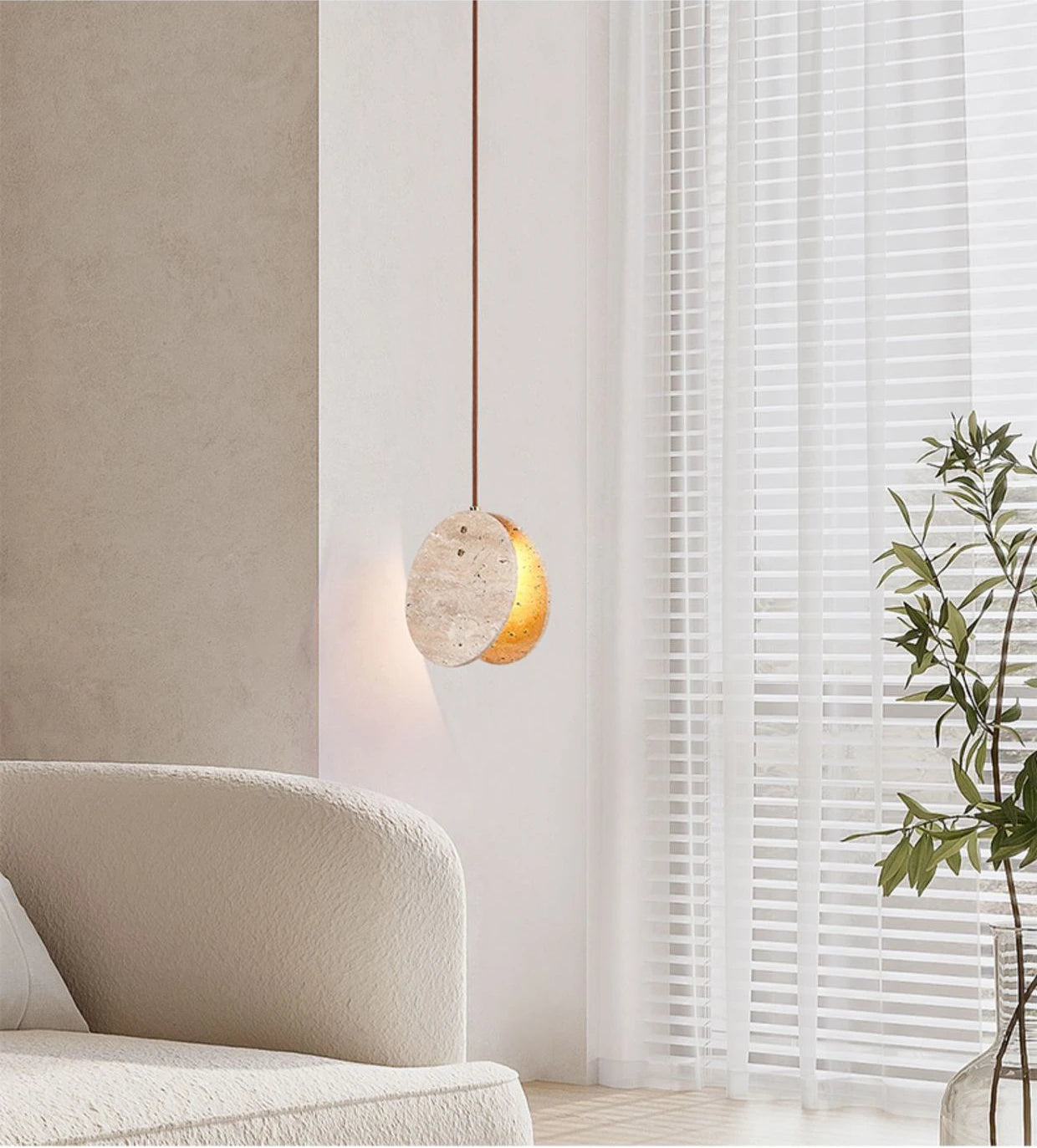 Modern Round Pendant Lamp - Elegant Hanging Ceiling Light Fixture for Living Room, Bedroom & Dining Room | Dimmable LED Lighting for Home Decor & Interior Design