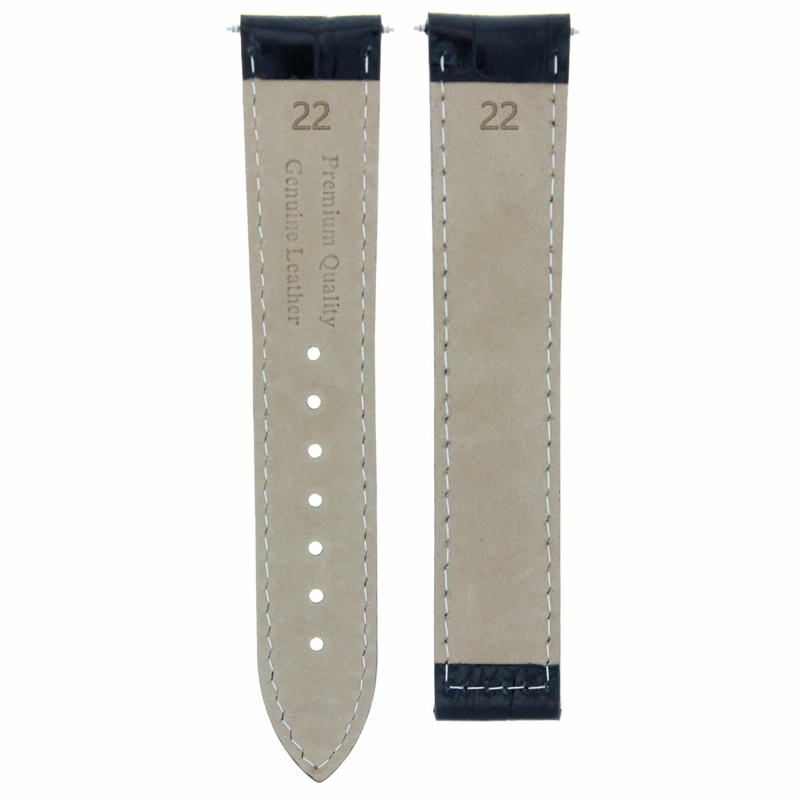 22mm Genuine Leather Watch Band Strap - Compatible with IWC Laureus 22/18mm Deployment Clasp - Black Replacement Strap for Men's & Women's Watches - Perfect for Business, Casual & Formal Occasions