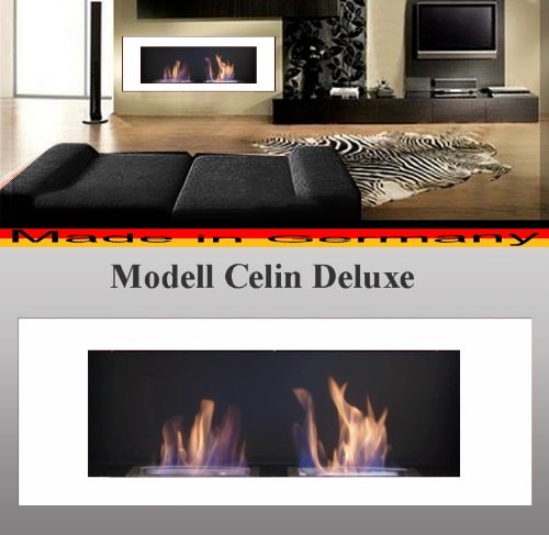 Premium White Gel & Ethanol Fireplace - Celin Deluxe Bio-Ethanol Fireplace for Indoor/Outdoor Use - Perfect for Living Rooms, Patios, and Home Decor