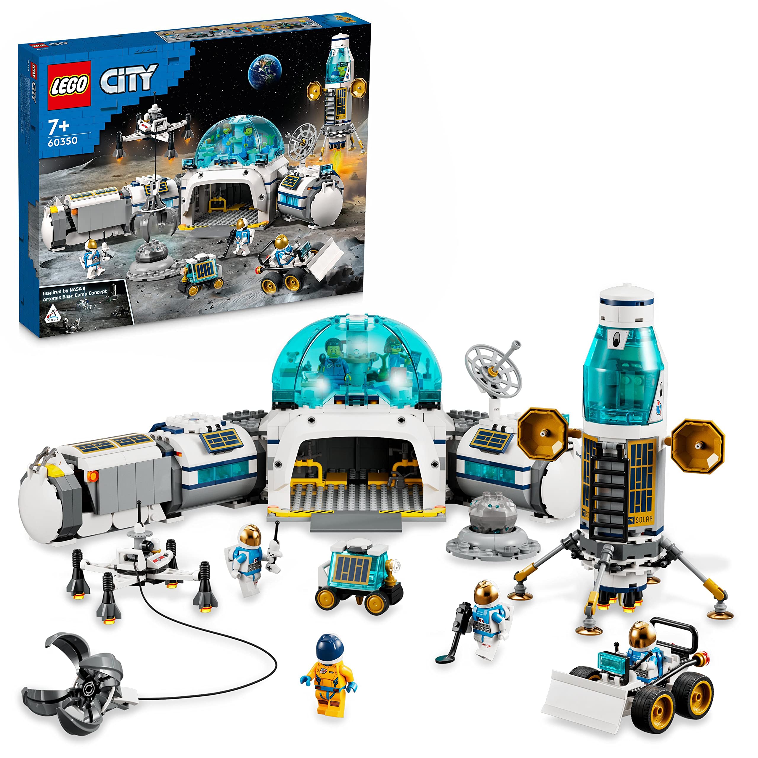 LEGO 60350 City Lunar Research Base, NASA Space Toys with Buggy Vehicle, Building Set for Kids Ages 7+ - Perfect for Space Exploration Play & STEM Learning