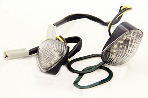 HTTMT MT224-008 Euro LED Flush Mount Turn Signal Lights - Clear Lens Compatible with 2006-2008 Yamaha YZF R1 R6 R6S Motorcycles | Durable Waterproof Indicators for Street Racing & Custom Bike Builds