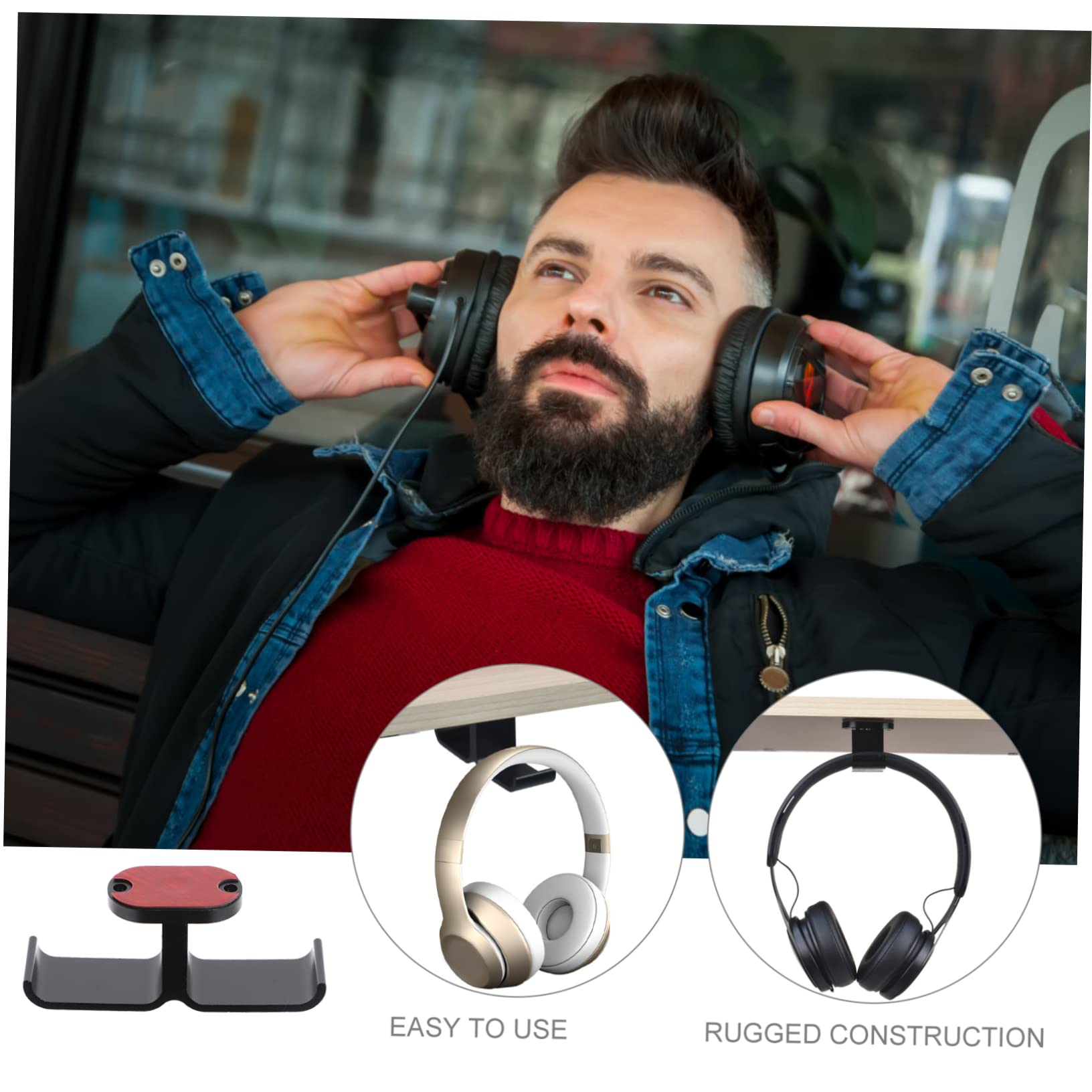 OSALADI 2-Pack Headphone Stand with Hook - Durable Headset Holder for Desk, Computer, Gaming Setup - Perfect for Organizing Headphones, Earphones, and Accessories (Black) - Ideal for Home Office, Gaming Room, and Workspace Organization