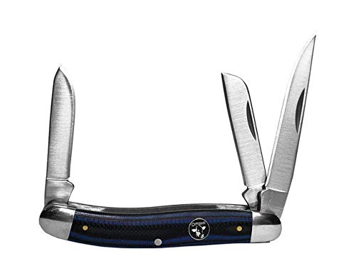 American Buffalo Knife & Tool Cowhand Stockman Folding Pocket Knife - Blue Stainless Steel Blade for Camping, Hiking & Outdoor Adventures