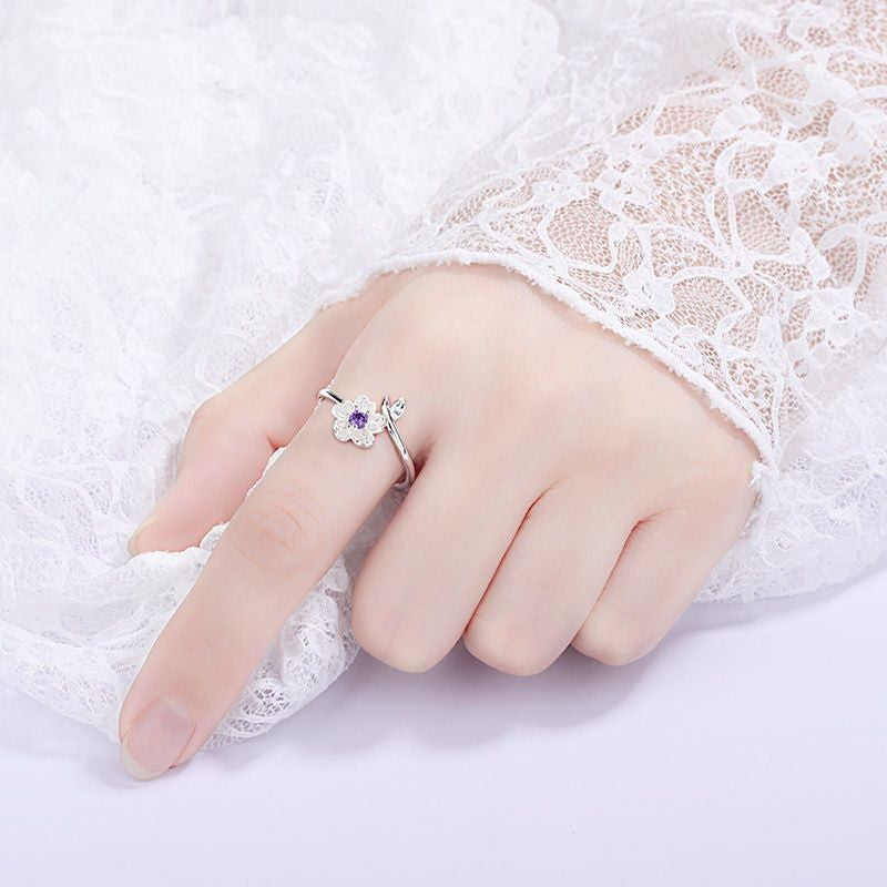 Cherry Blossom White Flower Rings for Women - Elegant Floral Jewelry Gift for Mother's Day, Wedding, Anniversary | JZ041