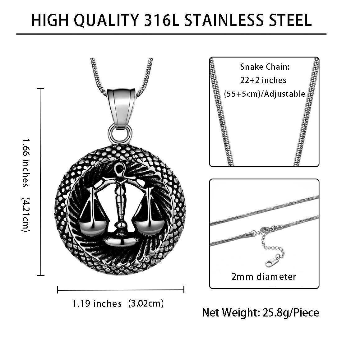 12 Zodiac Necklace 316L Stainless Steel - Astrology Birthday Gift for Men & Women - Perfect for Daily Wear & Special Occasions