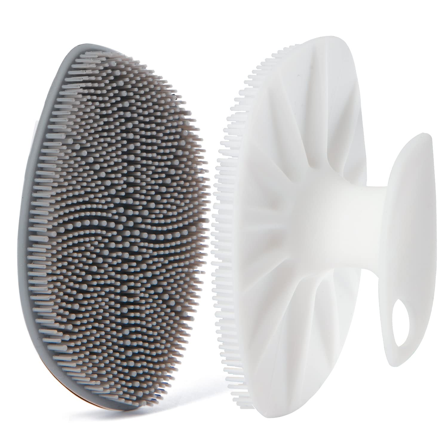 HieerBus Silicone Face Scrubber & Cleansing Brush - Gentle Exfoliator Pad & Massager for Men & Women - White + Gray - Perfect for Daily Skincare & Deep Pore Cleansing