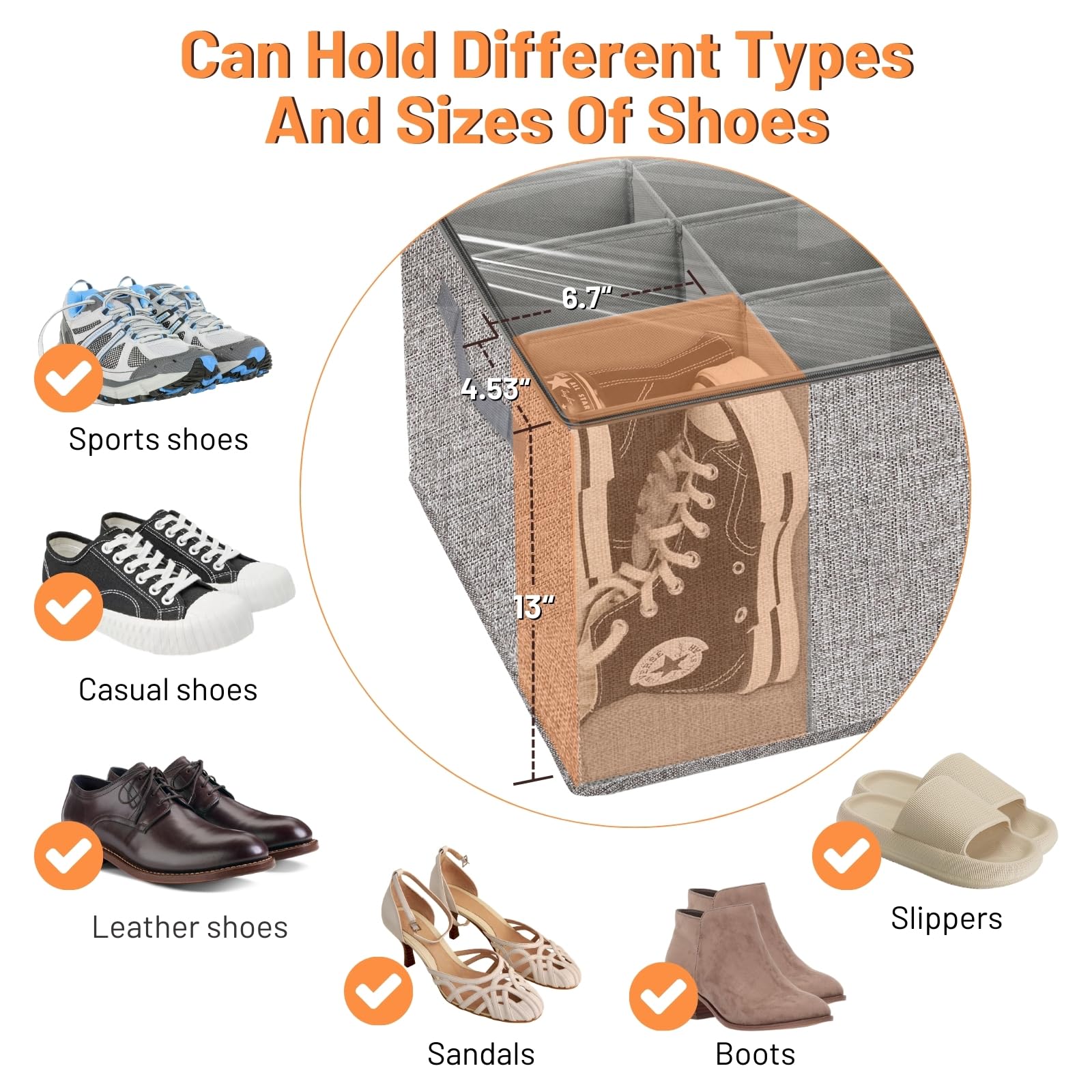 Ofiray Home Shoe Organizer for Closet - 20 Pair Capacity Large Shoe Storage Box with Clear Cover & Adjustable Dividers - Space Saving Shoe Rack (13x18x35 Inches) - Perfect for Bedroom, Entryway, and Closet Organization