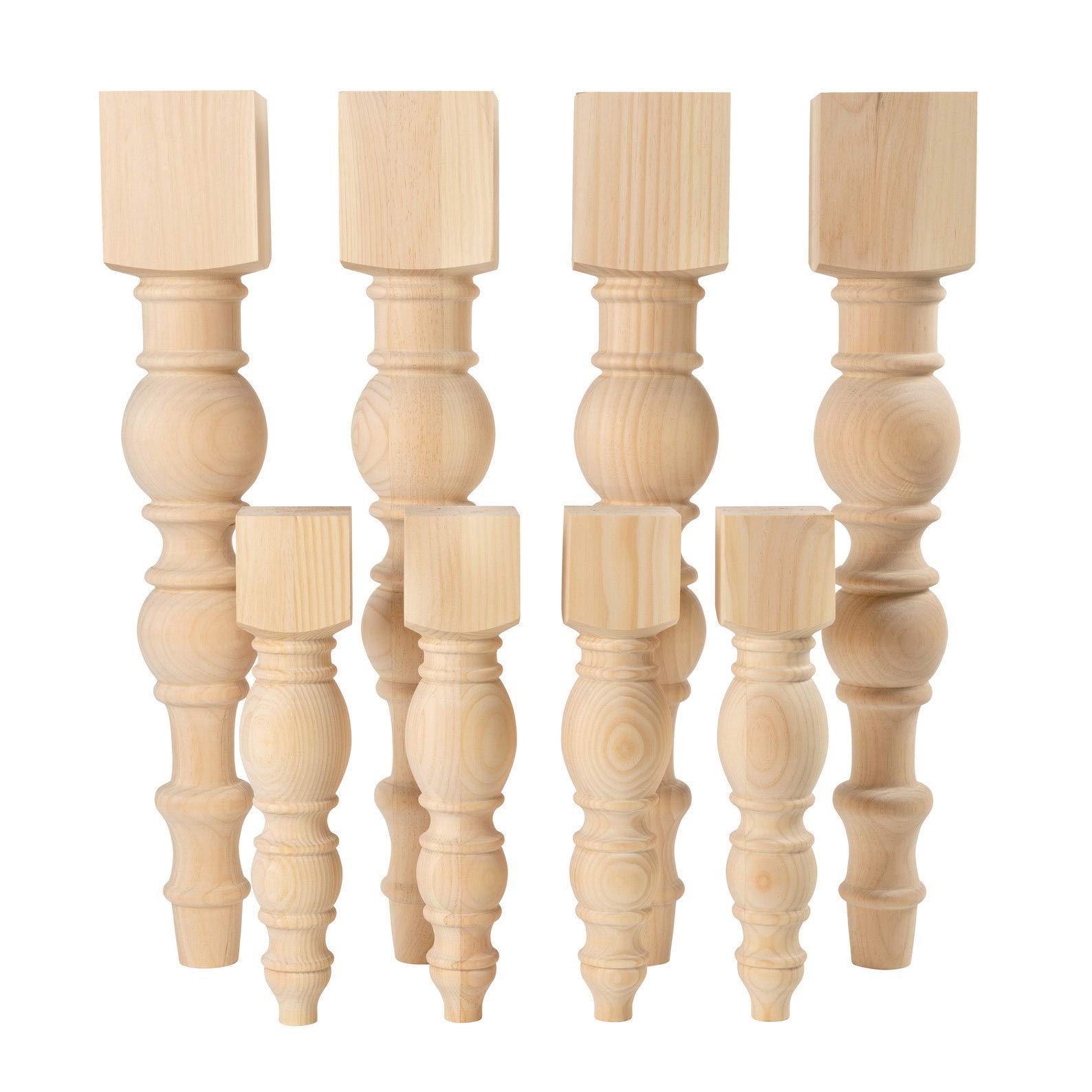 CAROLINA LEG CO. Modern Pine Dining Table and Bench Legs Set - Farmhouse Style - 4-Piece Unfinished Wooden Legs - Handcrafted in North Carolina - Perfect for DIY Dining Furniture Projects