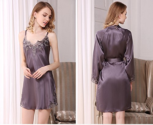 Luxury Women's Silk Pajama Set - 100% Pure Silk Robe & Lace Skirt Sleepwear (3 Colors) | Elegant Nightwear for Relaxation, Bridal Shower & Spa Days