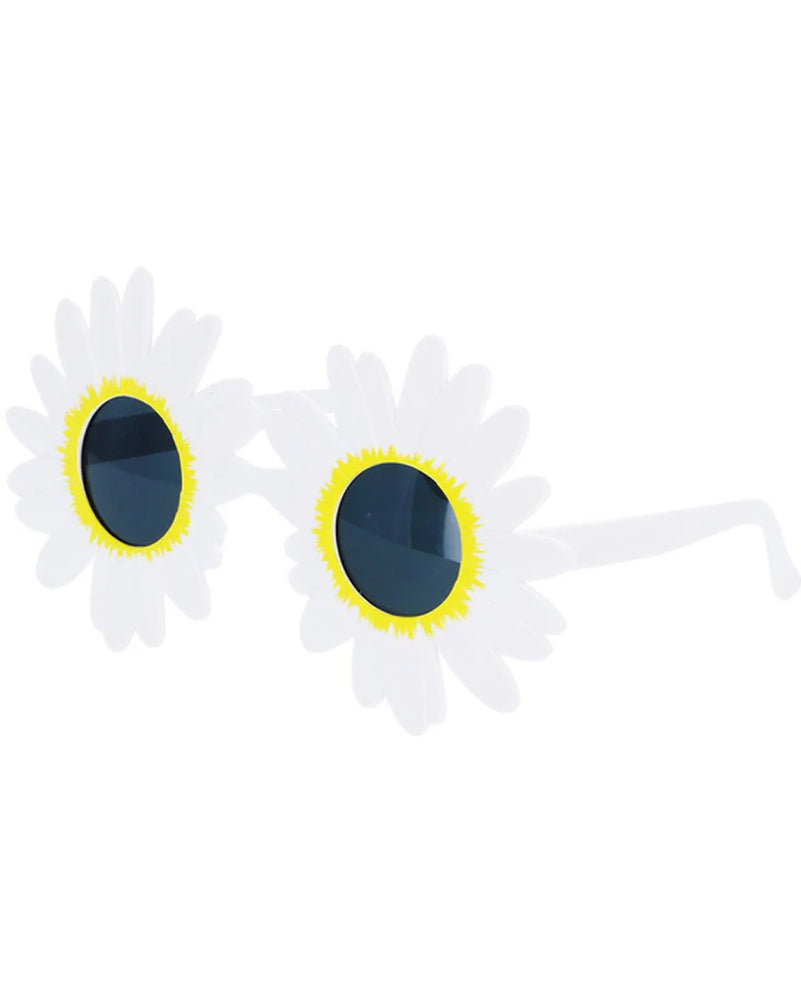 60s Daisy Hippie Sunglasses - Retro Vintage Round Sunglasses for Women & Men - UV Protection - Perfect for Music Festivals, Beach Days & Summer Outfits