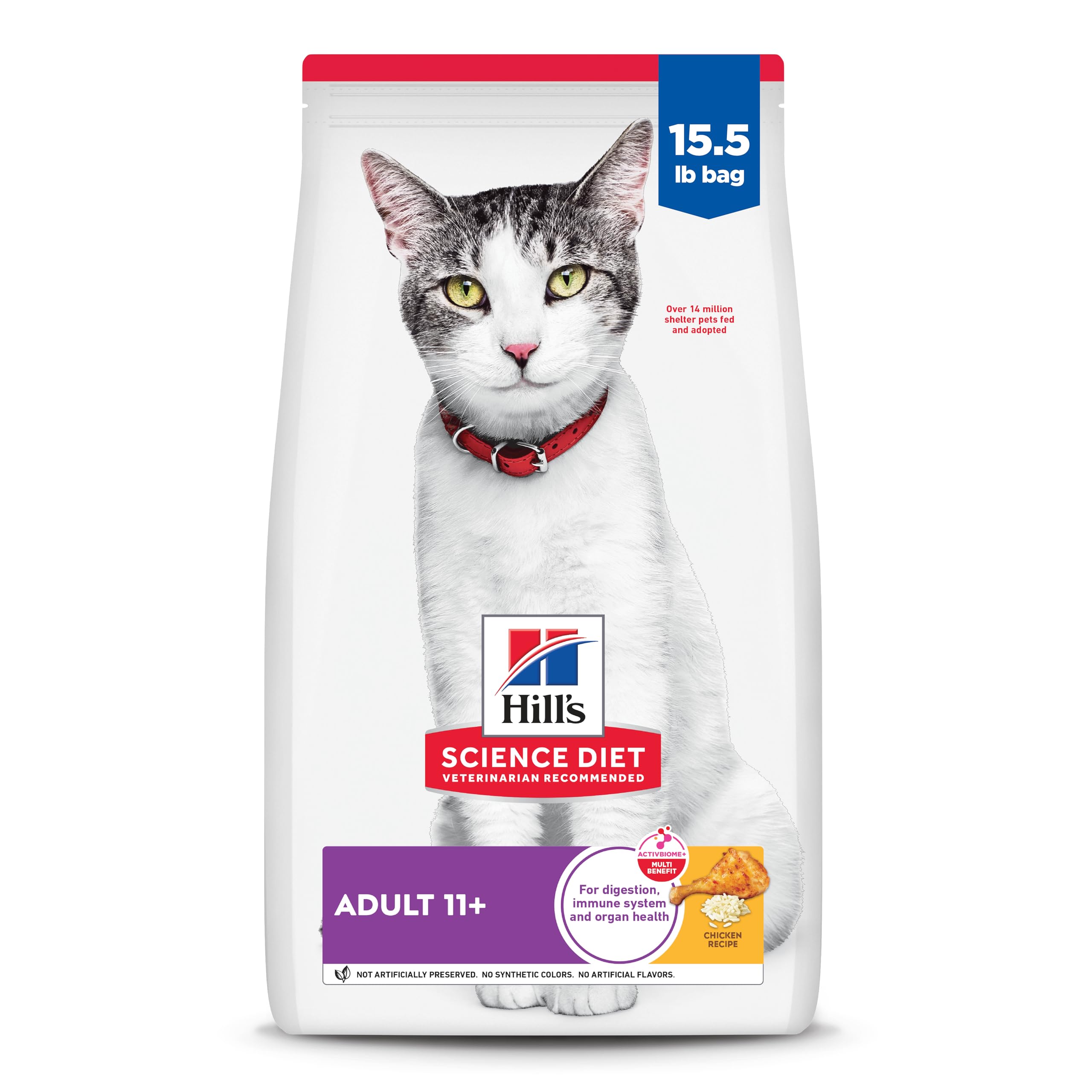 Hill's Science Diet Adult 11+ Senior Dry Cat Food - Premium Nutrition Chicken Recipe for Mature Cats - 15.5 lb Bag - Supports Joint Health & Vitality for Senior Felines (Ideal for Indoor Cats & Aging Pets)