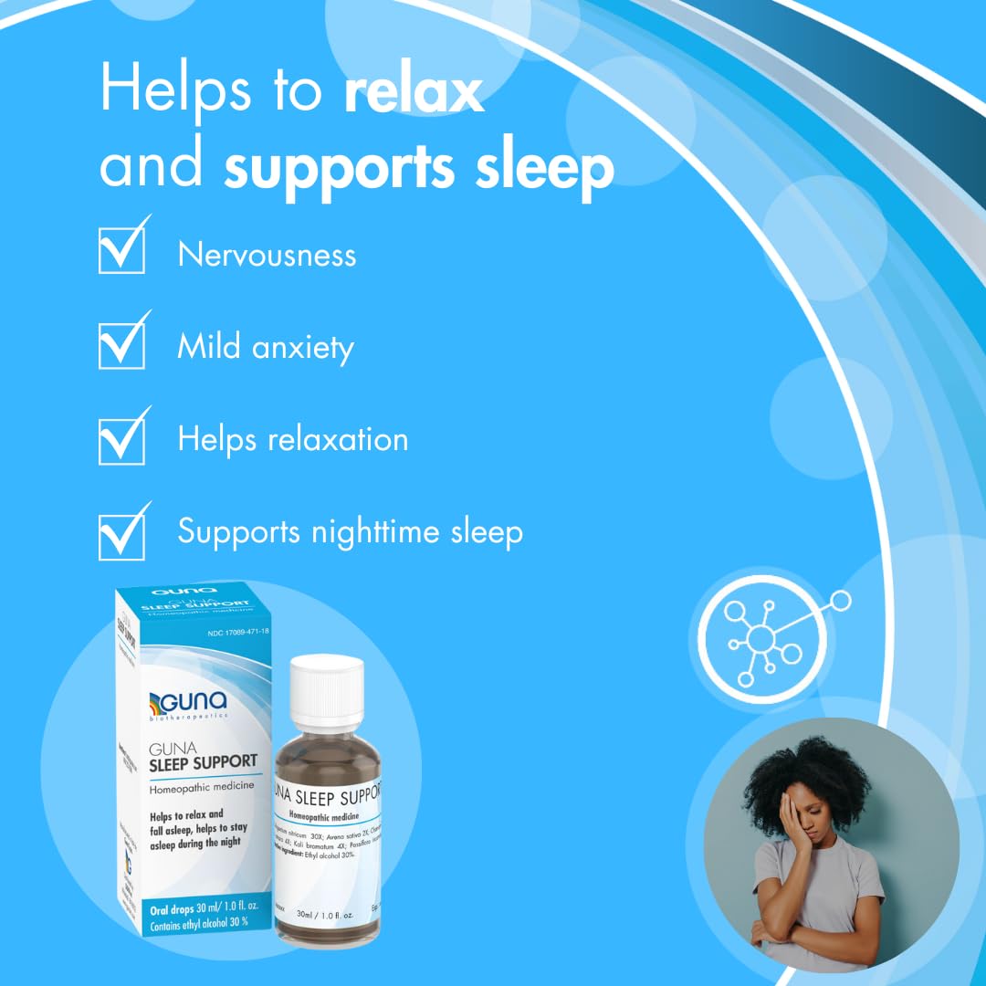 GUNA Sleep Support - Natural Homeopathic Sleep Aid, Melatonin-Free & Non-Habit Forming (1 oz) | Promotes Relaxation & Deep Sleep for Adults & Seniors