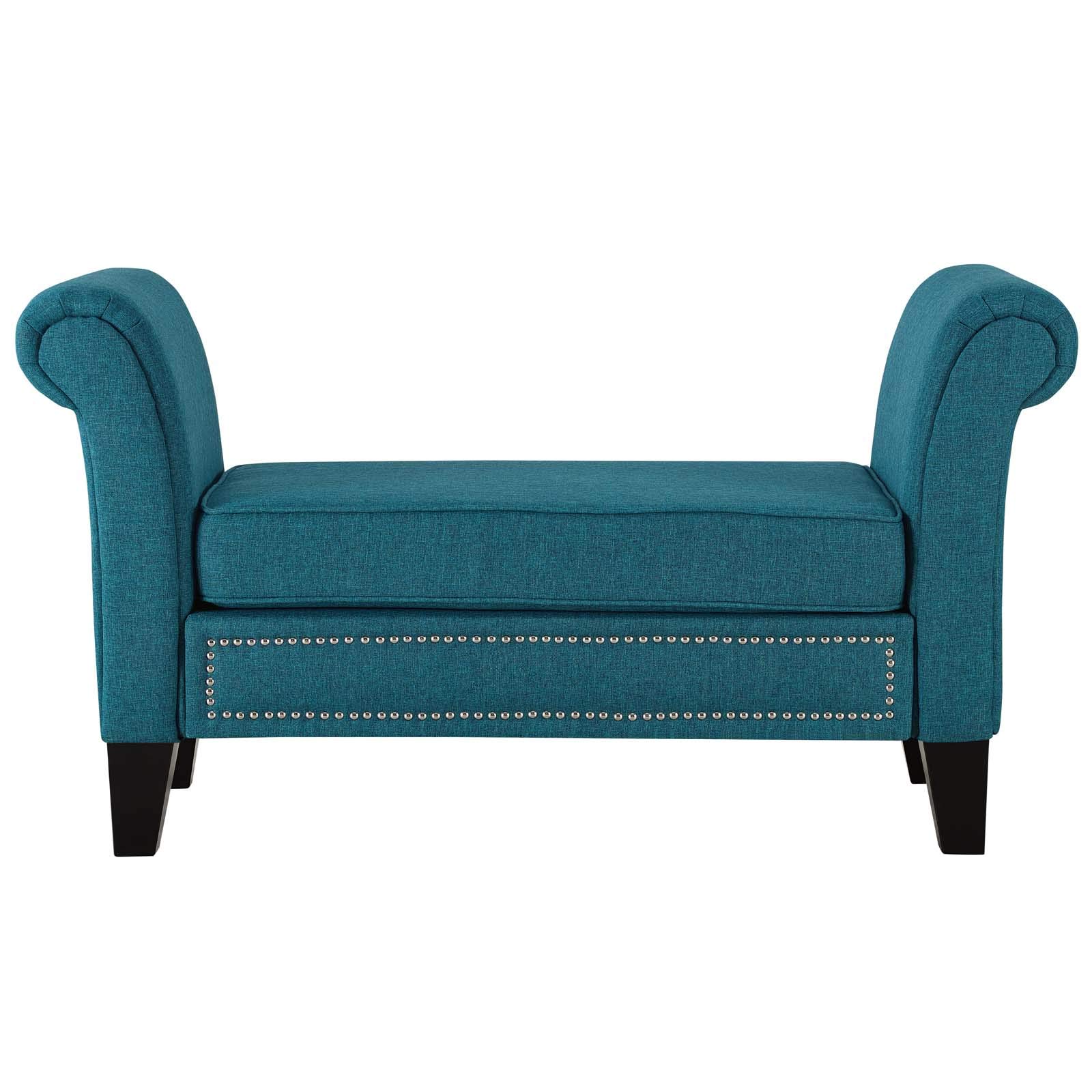 Modern Contemporary Accent Chair - Urban Design Living Room Lounge Club Lobby Bench with Fabric Upholstery in Aqua Blue - Perfect for Home, Office, Hotel and Commercial Spaces