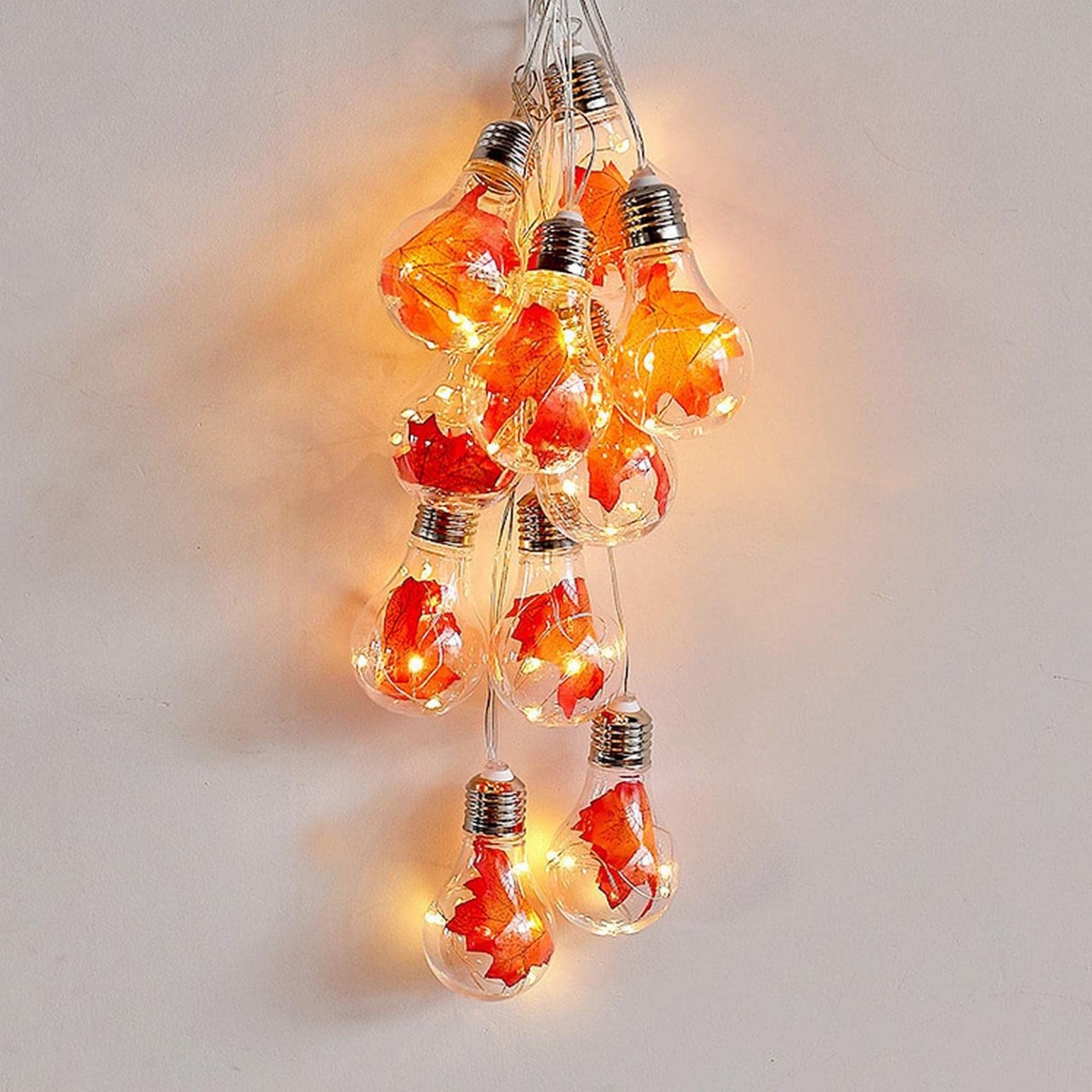 10 Bulbs 13 Feet LED Maple Leaf String Lights - Waterproof Fall Thanksgiving Decor for Indoor & Outdoor Home, Garden, and Party Decorations