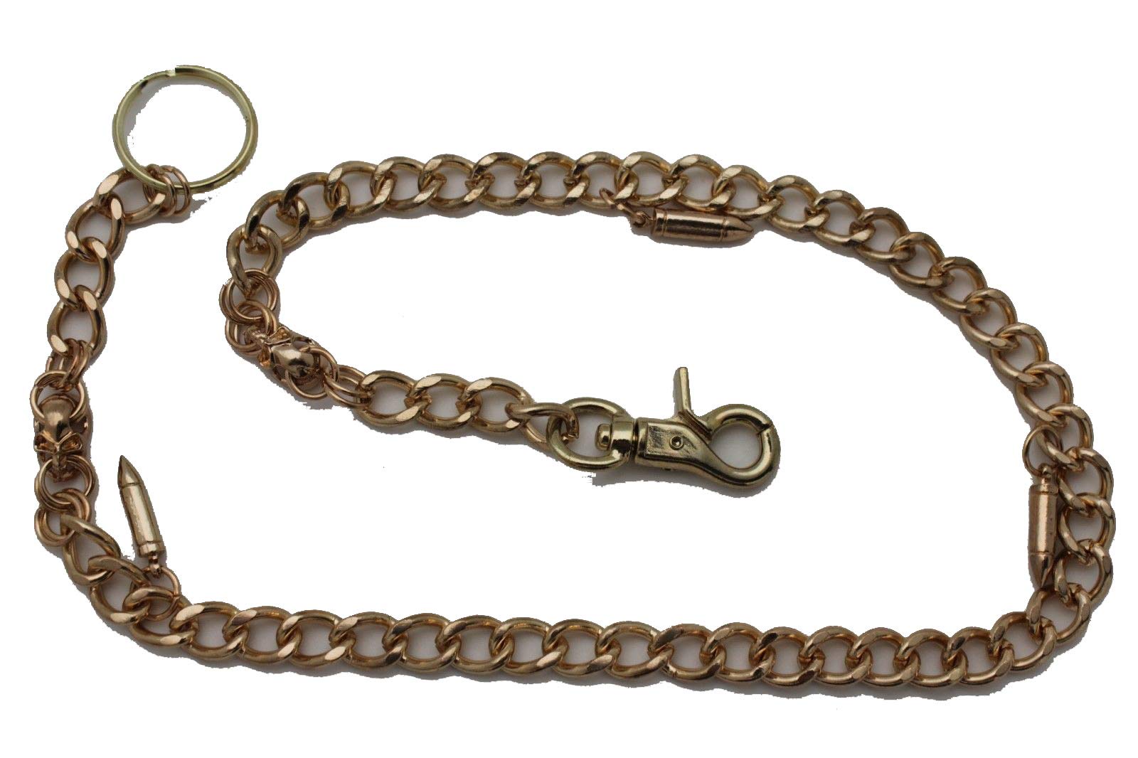 Men's Heavy Duty Metal Wallet Chain with Skull & Bullet Charms - Biker Keychain for Keys & Accessories - Perfect for Motorcycle Enthusiasts, Gifts & Everyday Carry