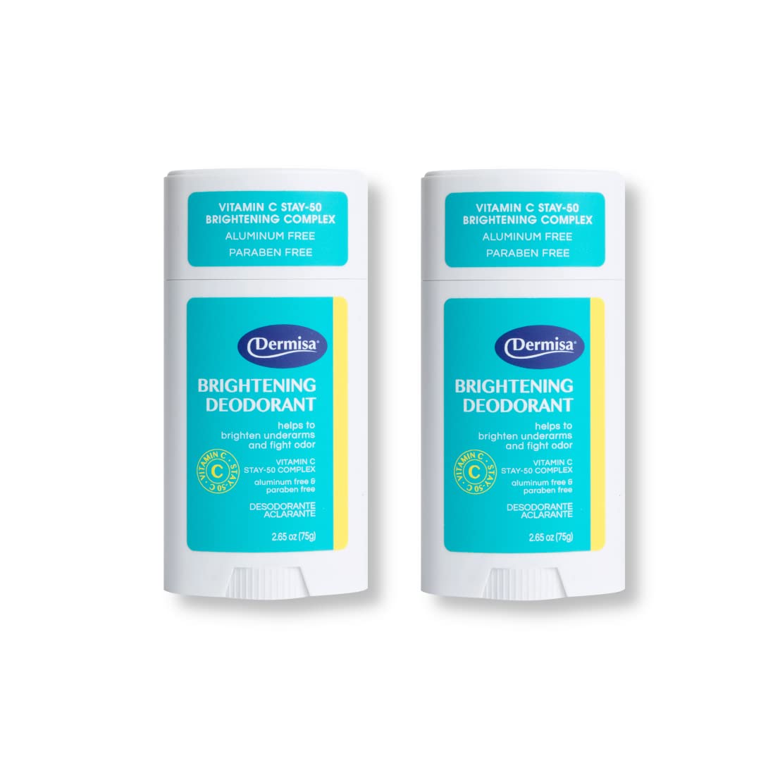 Dermisa Vitamin C Brightening Deodorant for Women & Men - Aluminum Free, Paraben Free, Vegan, Baking Soda Free - 2.65 Oz (2-Pack) - Natural Odor Protection for Sensitive Skin - Perfect for Daily Use at Work, Gym & Travel