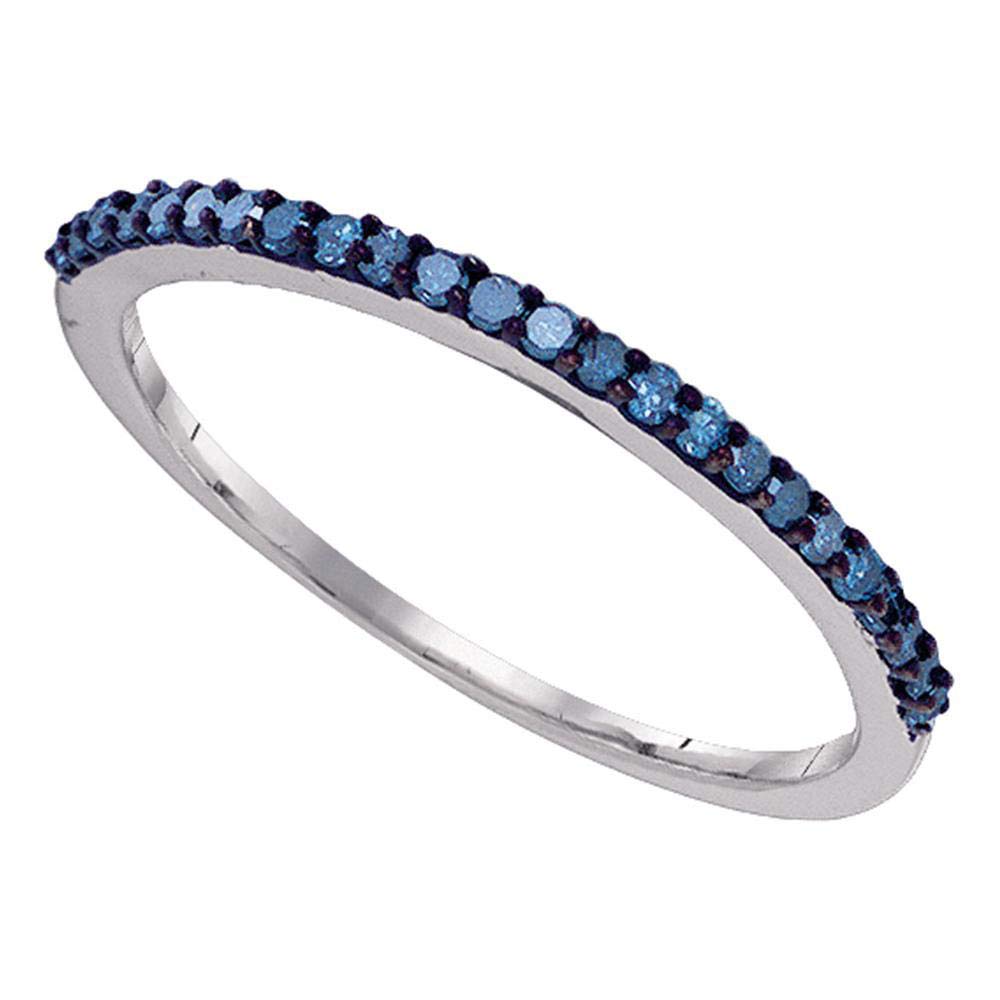 Dazzlingrock Collection 10K White Gold Women's Round Blue Diamond Ring 1/5 CTW - Elegant Engagement, Anniversary & Wedding Jewelry Gift for Her