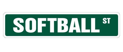 Custom Softball Street Sign - Personalized Player Bat & Glove Team Decor | 24-Inch Wide | Perfect for Indoor/Outdoor Sports Room, Man Cave, or Baseball Field Entrance