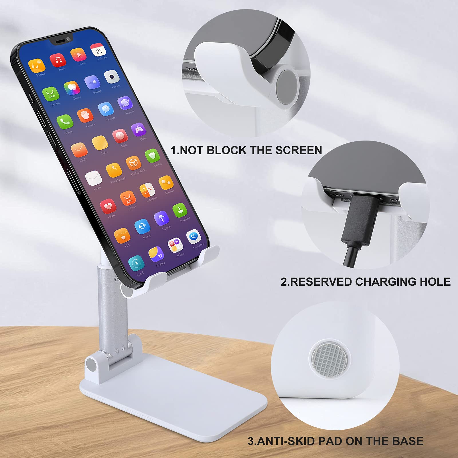 Foldable Cell Phone Stand for Desktop - Cute Succulent Cactus Design Phone & Tablet Holder - Perfect for Work, Study, and Video Calls
