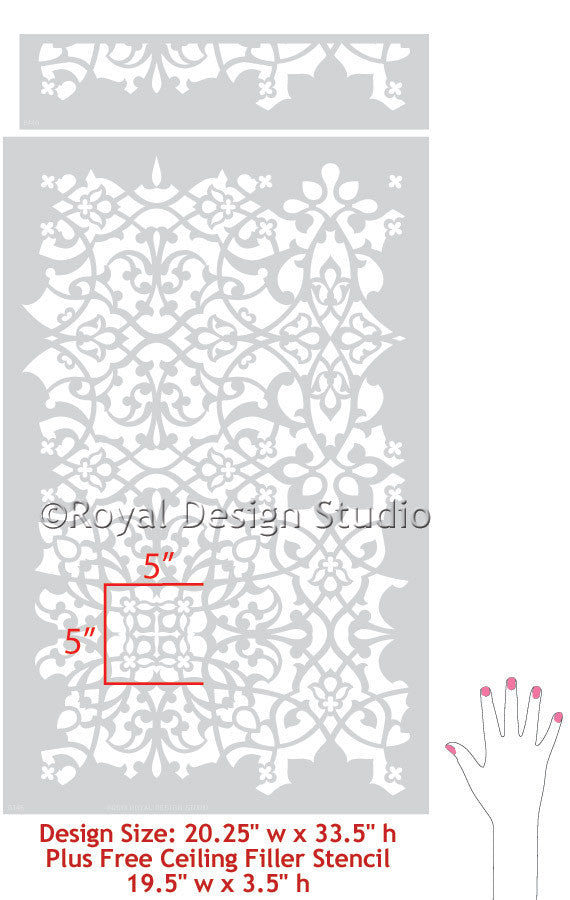 Palace Trellis Moroccan Wall Stencil - DIY Home Decor, Arabic Pattern Template for Painting, Wall Art, Furniture & Crafts - Perfect for Bedroom, Living Room, and Boho Style Interior Design